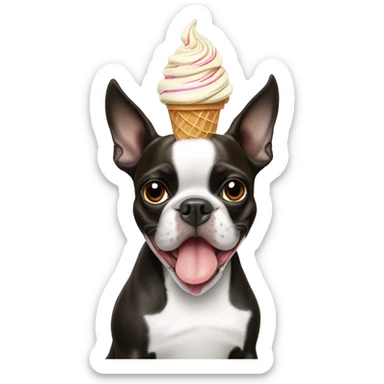 Boston terrier eating ice cream  sticker