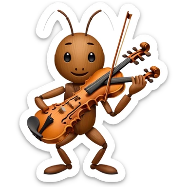 cricket, brown violin sticker