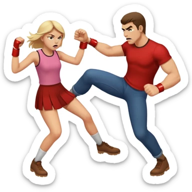 Guy kicking a girl  sticker