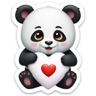 Panda holding a heart sticker