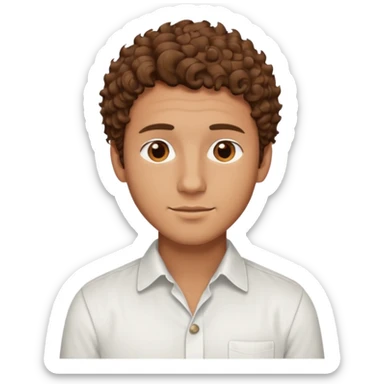 Handsome cute Man with tan skin and  brown eyes and  short brown curly wavy hair sticker