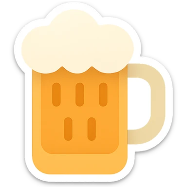 beer mug icon, flat color style, clean and modern, minimal shading sticker