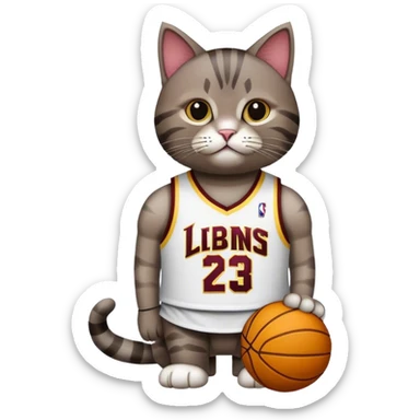 cat wearing lebron james jersey sticker