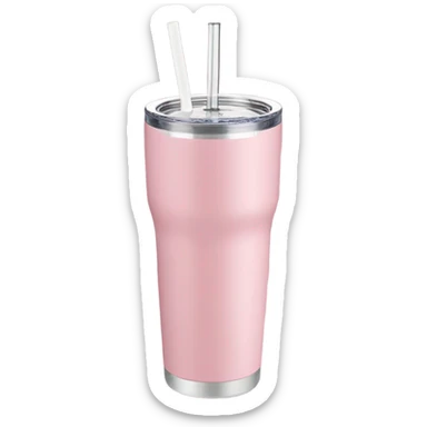 Light pink 40 oz tumbler with handle and straw sticker