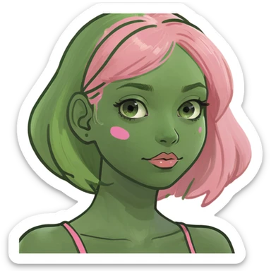 girl with pink and blonde hair sticker