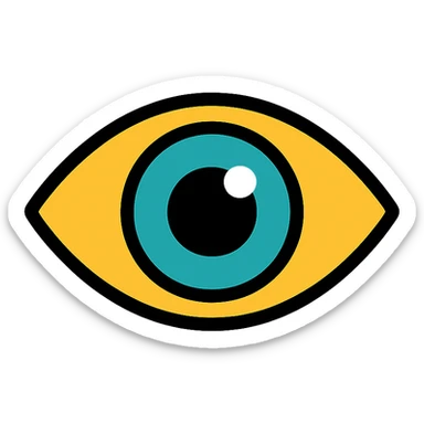 an eye, color outline icon style, with a subtle highlight on the iris sticker