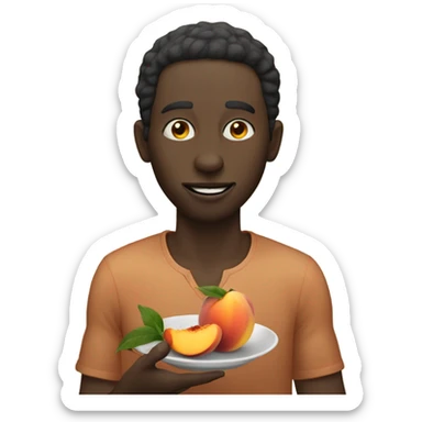 african man eating a peach sticker