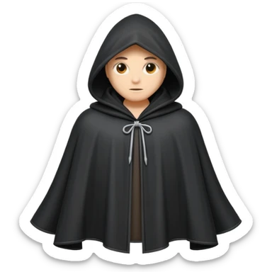 hooded cloak object icon, dark fabric cloak with deep hood, fantasy style, soft folds, 3D cartoon, mobile game icon style, centered, clean background, soft shadow, no text, no watermark
 
 sticker