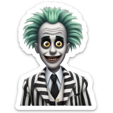 Beetlejuice giving a hand salute sticker