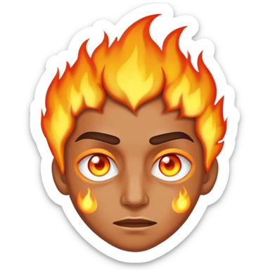 Cynical face with fire glowing in the eyes sticker