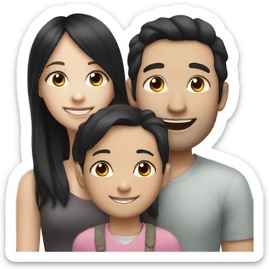 girl with black hair pale skin with dark hair pale skin man happy with kids sticker