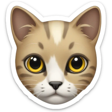 cat with white head and at the top of the head some black color, ears are white, yellow brown eyes, dirty looking sticker