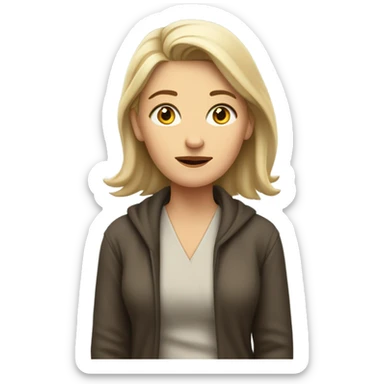 white woman shrugs sticker