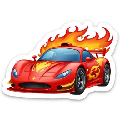 Racing car with flames coming out the back sticker