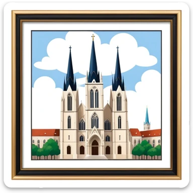 Zagreb Cathedral Landmark Emoji – Depicting its Gothic architecture and twin spires. sticker