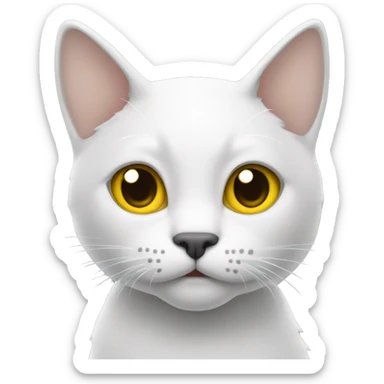 Un gato blanco con manchas amarillas y gris  sticker