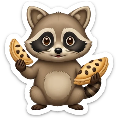 Raccoon with empanadas instead of paws sticker