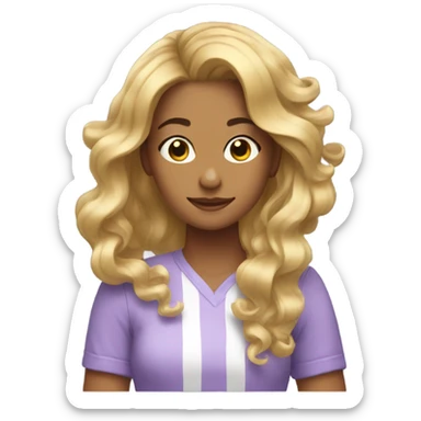 girl with 3b hair doing her hair sticker