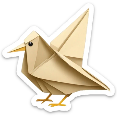 Beige Origami newspaper bird sticker