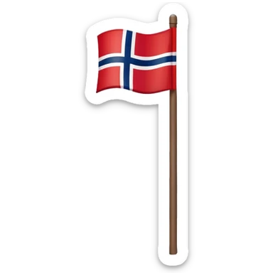 Norweigan flag on a pole on snowy ground  sticker
