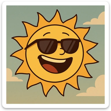 a cheerful sun with sunglasses sticker