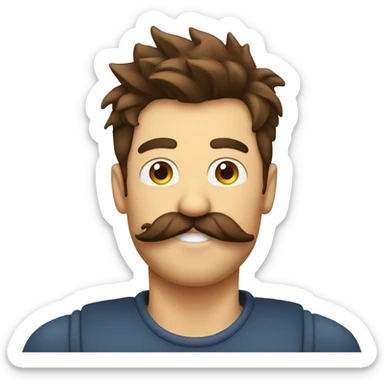 spiked brown hair guy mustache  drinking a beer  sticker