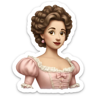 vintage rococo mixed woman with brown hair in a light pink gown  sticker