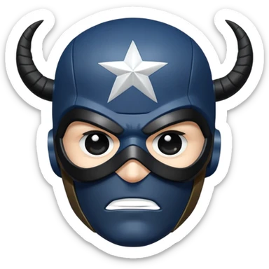 captain america face with black mask and hydra logo on top sticker