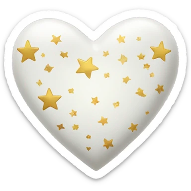 White heart with gold stars sticker