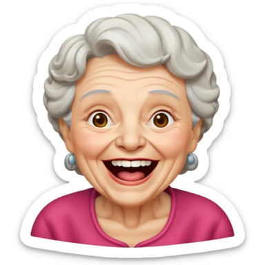 cute granny laugh her mouth wide open sticker
