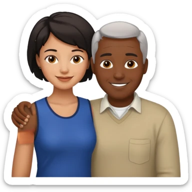 mixte couple black girl  with short hair , dark haired older white man sticker