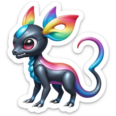 Shiny Futuristic Duskull-Salandit-Sylveon-Fakémon-hybrid-creature (full body)  sticker