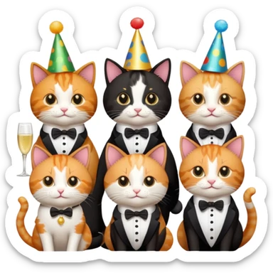 12 cats at a birthday party sticker