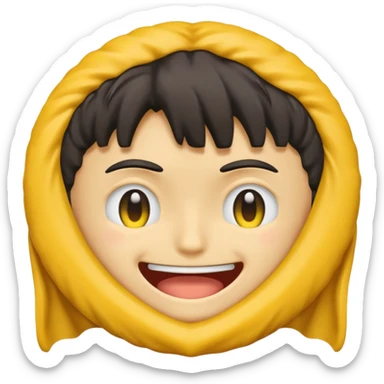 A yellow emoji of the anime character Guts from the anime Berserk with one eye closed sticker