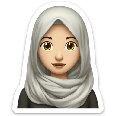 Russian Girl with long black hair and headscarf sticker