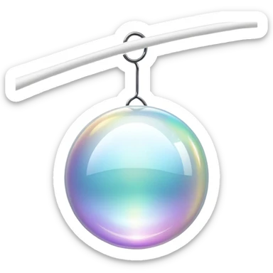 Ethereal floating orb with soft glow and minimal clothing hanger silhouette inside, masculine style energy, light waves radiating sticker