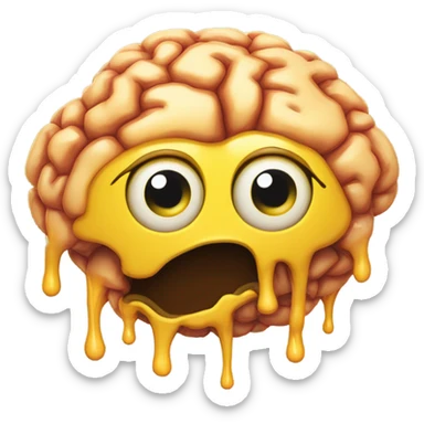 melted brain next to yellow distressed face sticker
