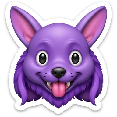 alien dog purple very big folded ear and tongue sticking out sticker