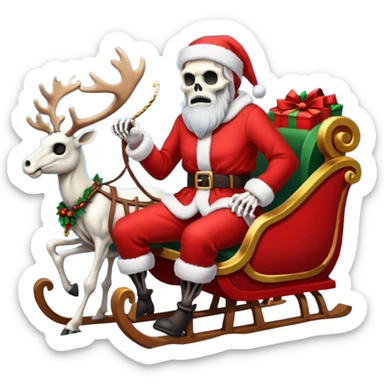 Grim reaper as Santa with a sleigh and skeleton reindeer sticker