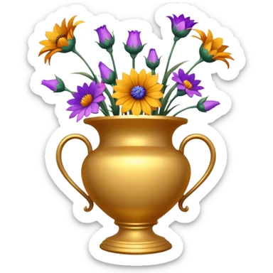 dried flowers in a golden vase sticker