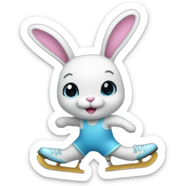 Ice-skating bunny sticker