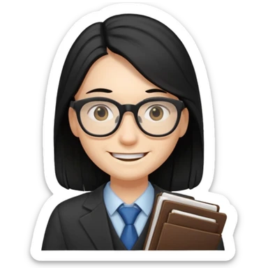 accountant with black long hair sticker