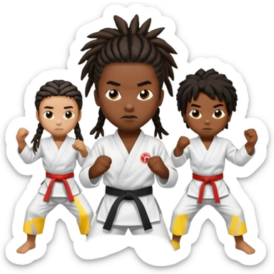 karate kids, black skin, dreadlocks sticker