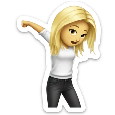 Blonde girl dabbing sticker