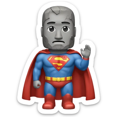 a moai emoji with a superman cape sticker