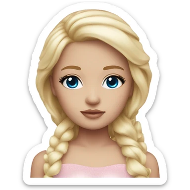ocean blue doll eyes, blonde hair, feminine, pink, girl, angelic sticker