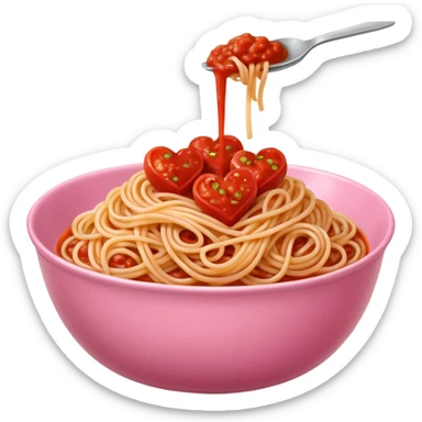 Spaghetti in heartshaped pink bowl sticker