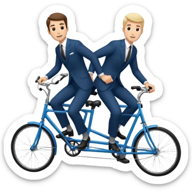 Two handsome men in suits riding a tandem bike sticker