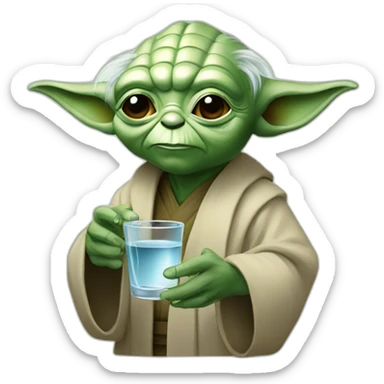 Yoda with glass of water sticker
