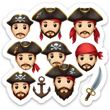 Je veux un tableau de stickers pour mon clan lak khawarizmi notre symbol est les pirat au chapeaux rouge , est un autre tableau de stickers écharpe de ton choix pour mon clan sticker
